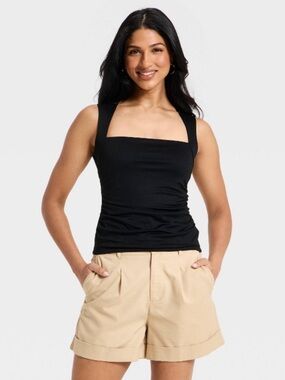 Black Square Neck Tank Top